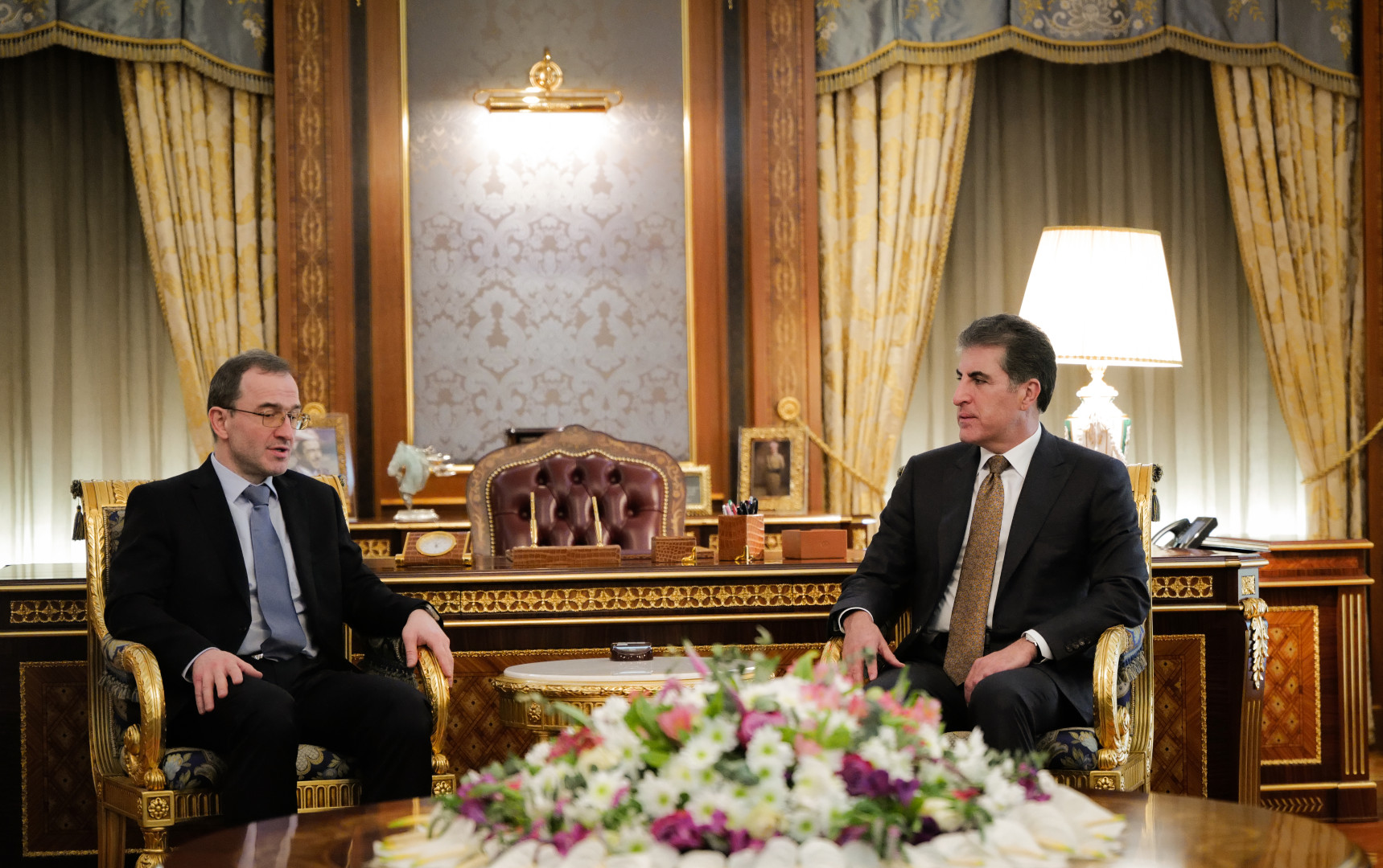 President Nechirvan Barzani meets with the Russian Ambassador to Iraq