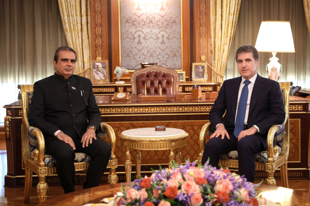 President Nechirvan Barzani receives the new Consul General of India