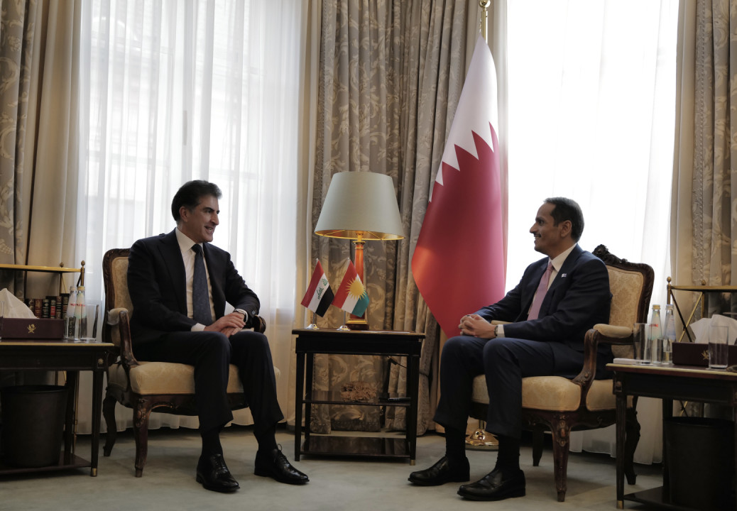 President Nechirvan Barzani and Sheikh Mohammed bin Abdulrahman Al Thani discuss regional stability
