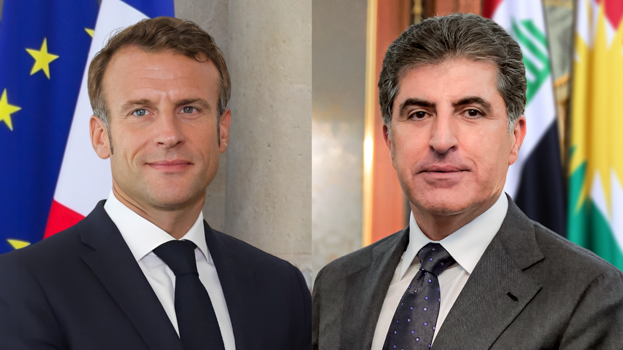 President Nechirvan Barzani and President Emmanuel Macron discuss regional developments