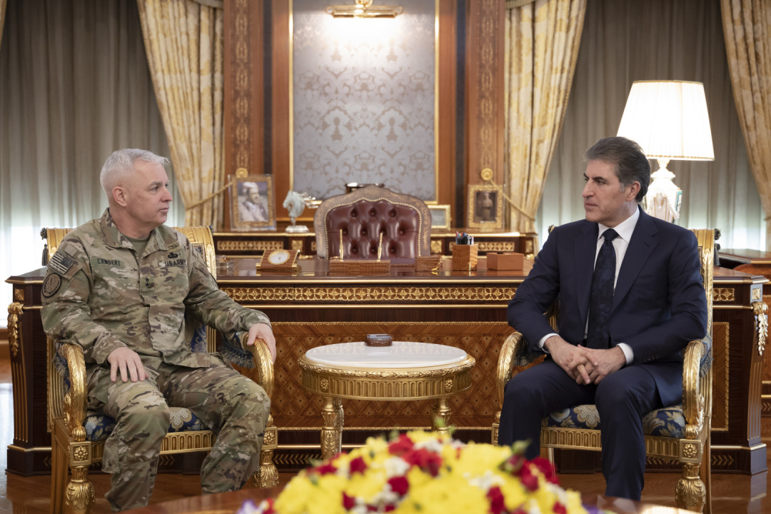 President Nechirvan Barzani meets with Commander of Coalition Forces