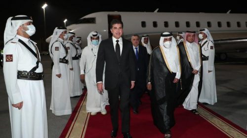 President Nechirvan Barzani arrives in Doha